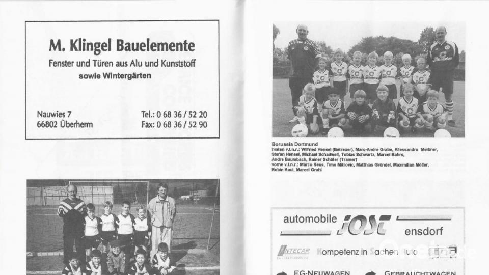 Turnierheft, rechte Seite, links unten auf dem Dortmunder Mannschaftsbild: Marco Reus. Repro: jut