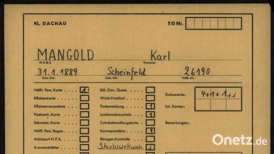 Eine vergilbte Karteikarte verrät nichts über die Hölle von Dachau. Archivbild: KZ-Gedenkstätte Dachau