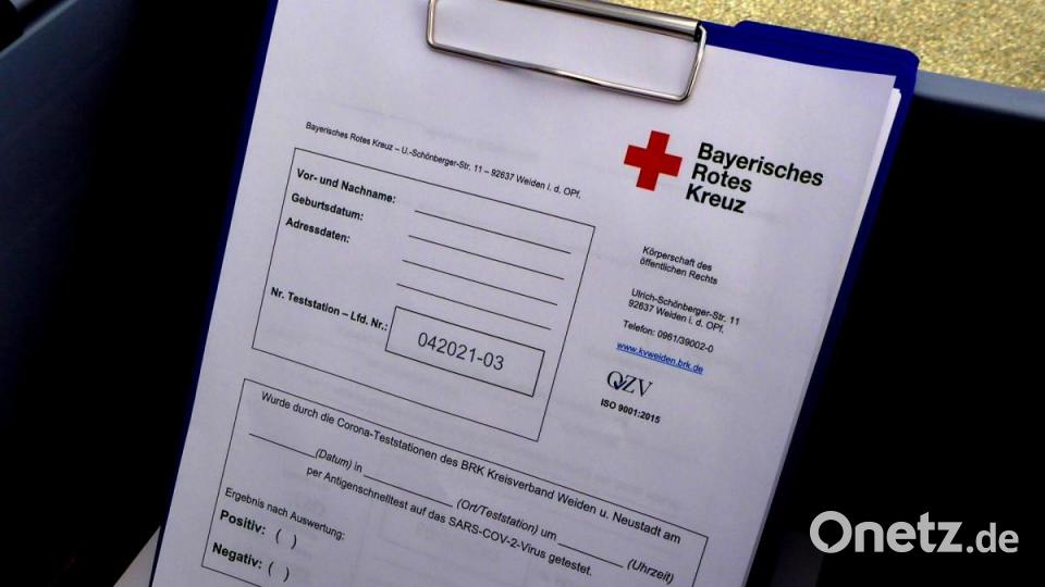Das Nachweis-Formular des BRK für einen Antigenschnelltest auf das Corona-Virus Bild: fsb