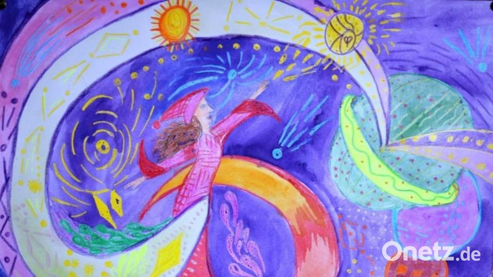 Malwettbewerb beim Verein Neue Zeiten zur Erinnerung an Juri Gagarins ersten bemannten Flug ins Weltall Bild:  Arkadii Voloshyn/exb