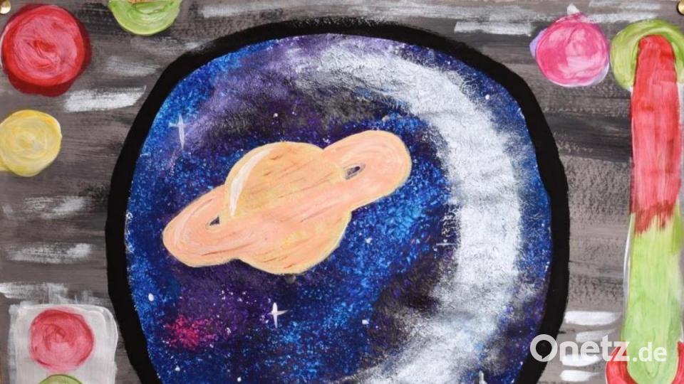 Malwettbewerb beim Verein Neue Zeiten zur Erinnerung an Juri Gagarins ersten bemannten Flug ins Weltall Bild:  Arkadii Voloshyn/exb