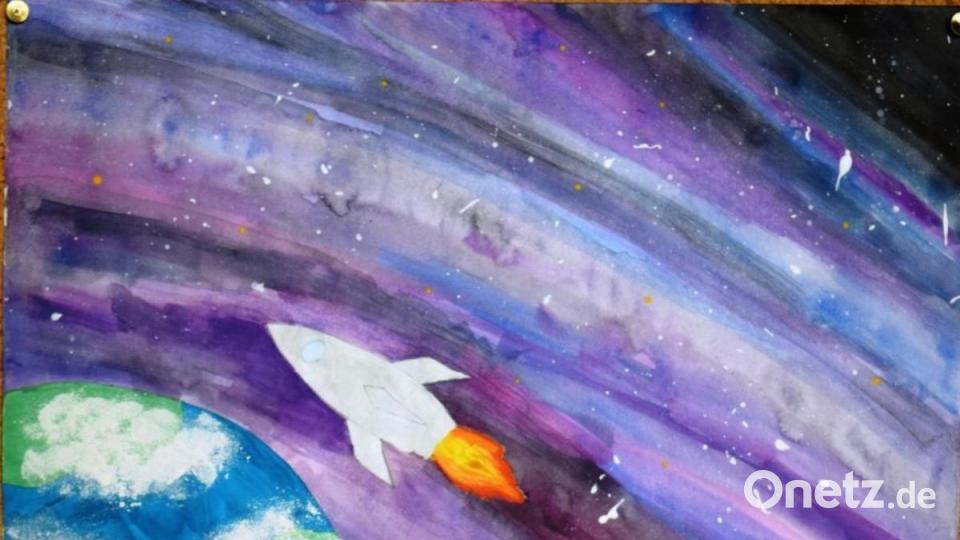 Phantasiereich und mit unterschiedlichen Techniken: Malwettbewerb beim Verein Neue Zeiten zur Erinnerung an Juri Gagarins ersten bemannten Flug ins Weltall. Bild:  Arkadii Voloshyn/exb