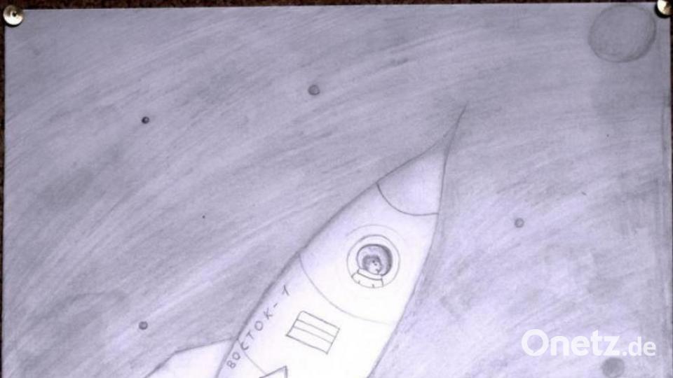 Malwettbewerb beim Verein Neue Zeiten zur Erinnerung an Juri Gagarins ersten bemannten Flug ins Weltall Bild:  Arkadii Voloshyn/exb