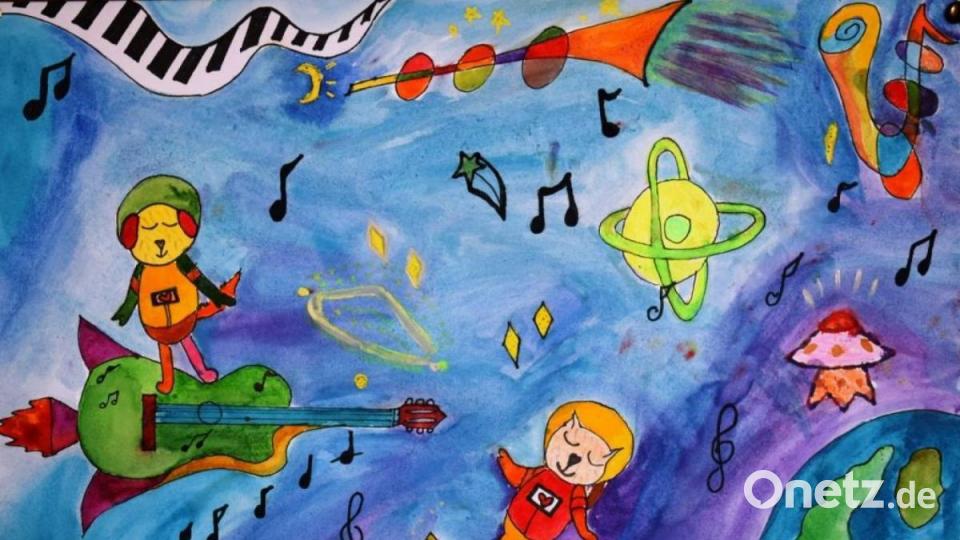 Malwettbewerb beim Verein Neue Zeiten zur Erinnerung an Juri Gagarins ersten bemannten Flug ins Weltall Bild:  Arkadii Voloshyn/exb