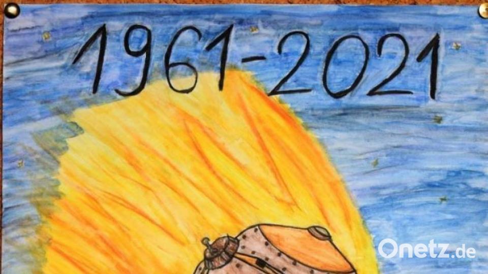 Malwettbewerb beim Verein Neue Zeiten zur Erinnerung an Juri Gagarins ersten bemannten Flug ins Weltall Bild:  Arkadii Voloshyn/exb