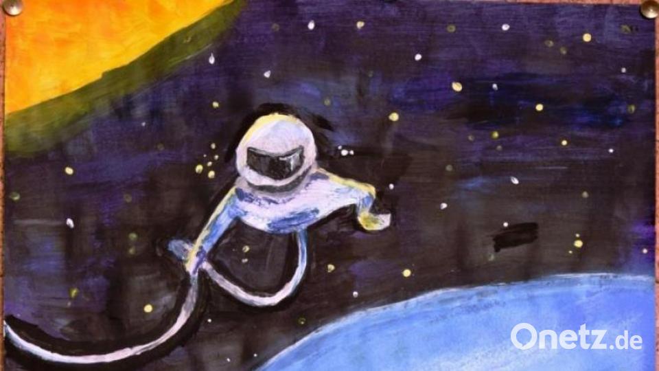 Malwettbewerb beim Verein Neue Zeiten zur Erinnerung an Juri Gagarins ersten bemannten Flug ins Weltall Bild:  Arkadii Voloshyn/exb