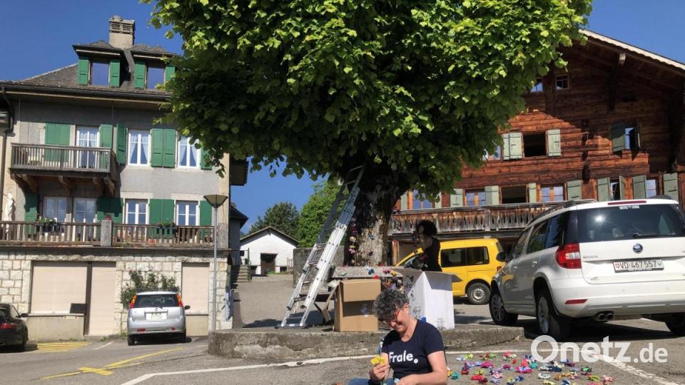 Kunst mit Nadel und Faden zeigt das Festival "Les Artisanales de Rosisinière - de fil en aiguille" im Schweizer Bergdorf Rossinière. Bild: eik