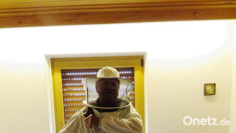 Bevor Josef Ernst zur Tat schreitet, zieht er sich den Schutzanzug über. Zwar wurde er schon viele Male gestochen, aber er fordert das nicht zusätzlich heraus. Bild: ubb