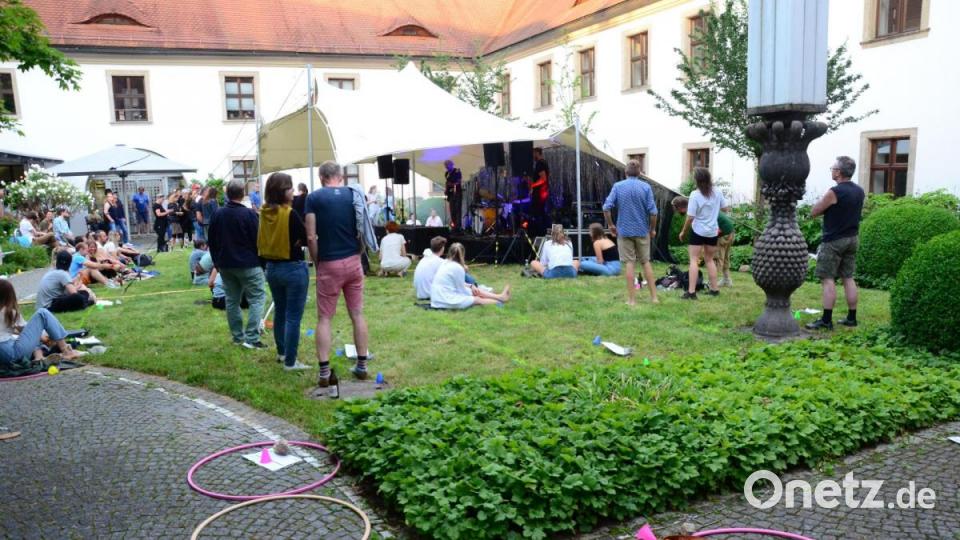 Das Zuschauerareal ist ebenso klar strukturiert, wie der Techno-Sound der Wiener Band &quot;Elektro Guzzi&quot;. Bild: Kunz