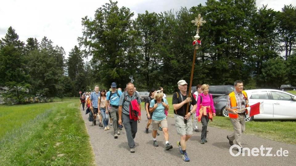 Insgesamt 105 Pilger waren in diesem Jahr zu Fuß von Tirschenreuth aus zum Fahrenberg unterwegs. Bild: Karl Scheidler/exb