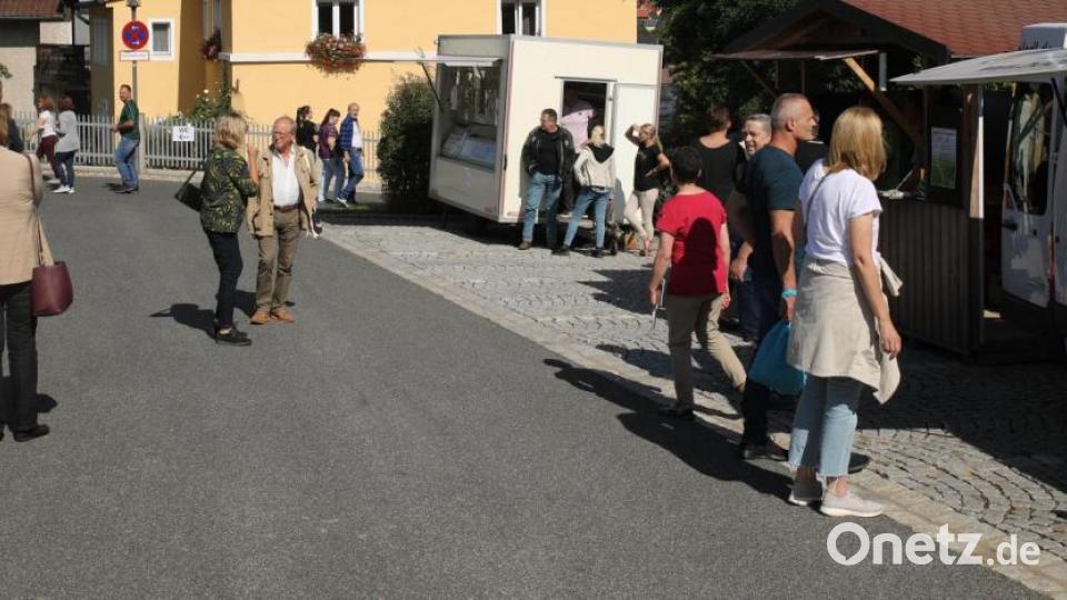 Die erste Bio-Meile der Steinwald-Allianz beschränkte sich nicht nur auf den Festplatz. Auch in der Frühmeßgasse beim Schulschwänzerbrunnen wurden die Stände aufgebaut. Bild: njn