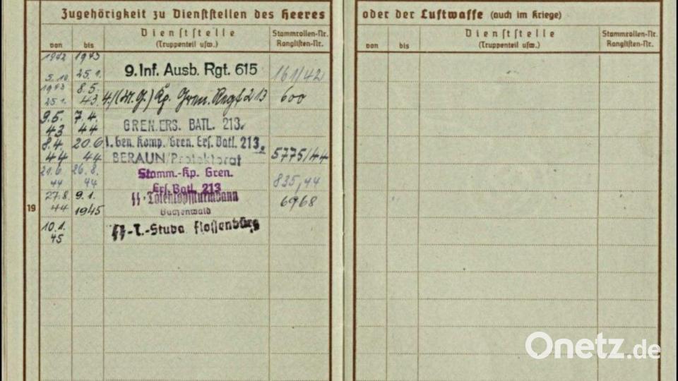 Der letzte Stempel wurde dem Franken zum Verhängnis: Am 10. Januar 1945 wurde der damals 21-Jährige von Buchenwald in das Konzentrationslager Flossenbürg versetzt. Bild: VHA Praha
