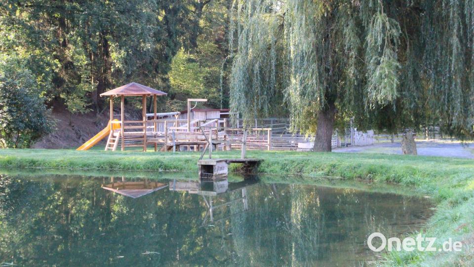 Weiher und Spielplatz auf der &quot;Schweinmühle&quot;. Bild: Lowak