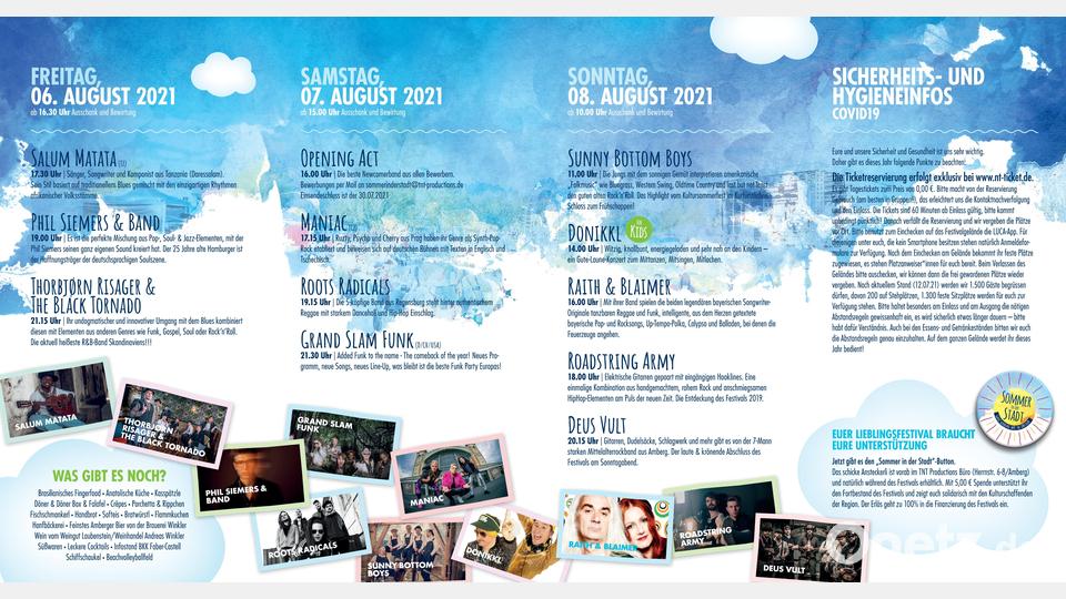 Das Programm von &quot;Sommer in der Stadt 2021&quot;. Bild: exb