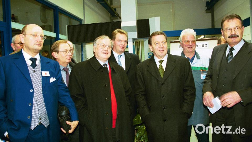 Fritz Möstl, Ludwig Stiegler, Gerhard Schröder bei BHS Weiherhammer, Bild Popp Archivbild: Ingrid Popp