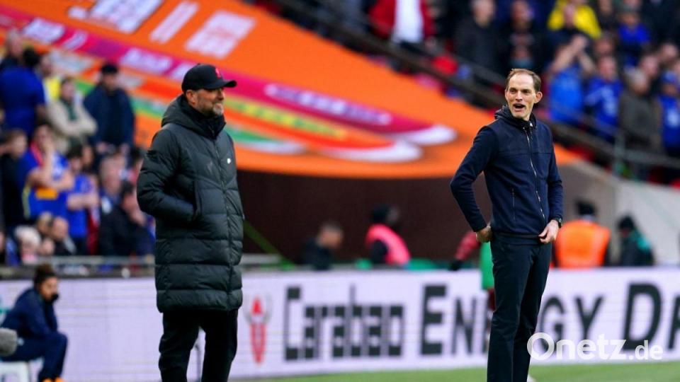 Duell der deutschen Trainer: Jürgen Klopp (l) vom FC Liverpool und Thomas Tuchel vom FC Chelsea. Bild: Nick Potts/Press Association/dpa
