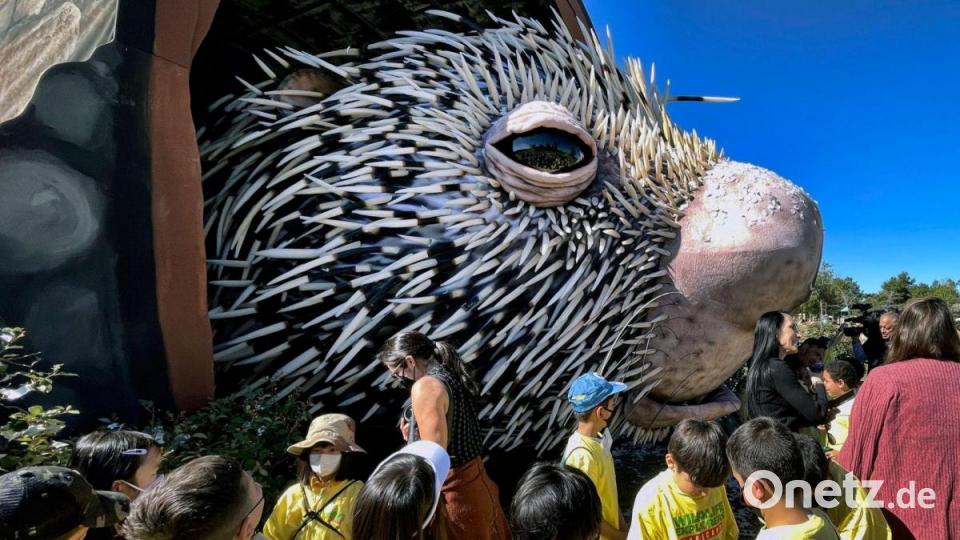 Im Elysian Park in Los Angeles steht ein riesiges Stachelschwein namens Percy, das zwei Stockwerke hoch ist. Bild: Richard Vogel/AP/dpa