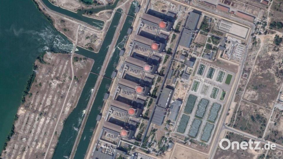 Satellitenfoto des Kernkraftwerks Saporischschja in Enerhodar. Bild: Planet Labs Pbc/Planet Labs PBC via AP/dpa
