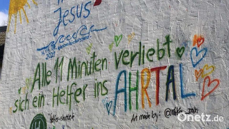 Ein Bild vom Straßenrand im Ahrtal. Bild: Rotary-Club Auerbach/exb