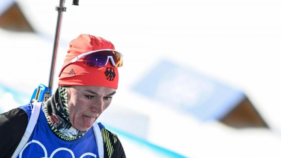 Denise Herrmann war nach dem Massenstartrennen platt. Bild: Hendrik Schmidt/dpa-Zentralbild/dpa