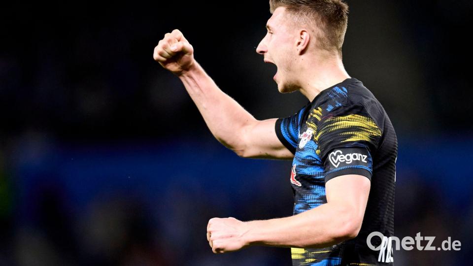 Willi Orban feiert sein Tor für RB Leipzig. Bild: Stringer/dpa