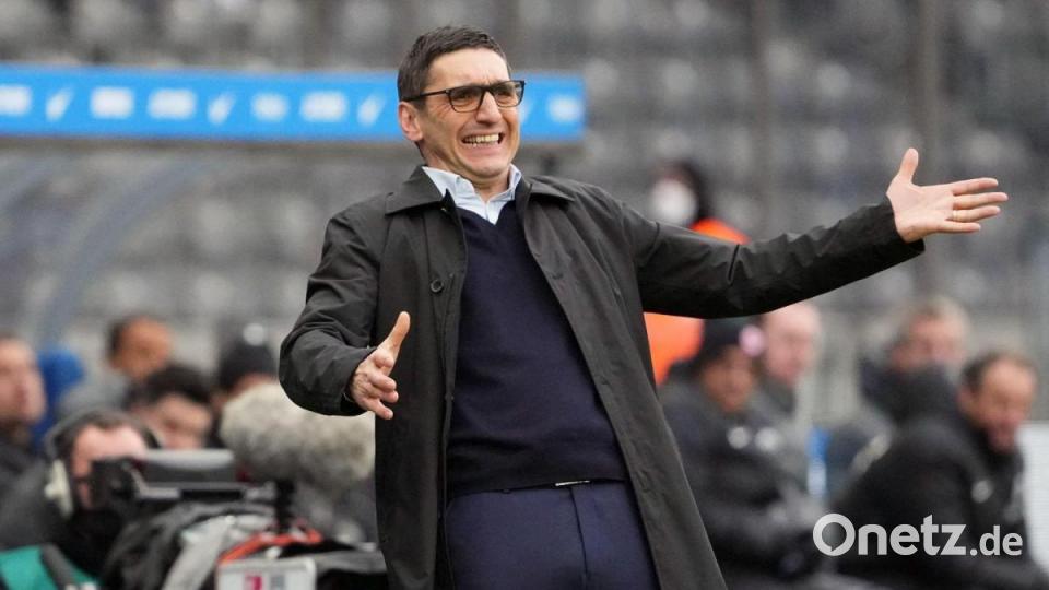 Hat eine schwache Bilanz als Hertha-Cheftrainer: Tayfun Korkut. Bild: Soeren Stache/dpa-Zentralbild/dpa