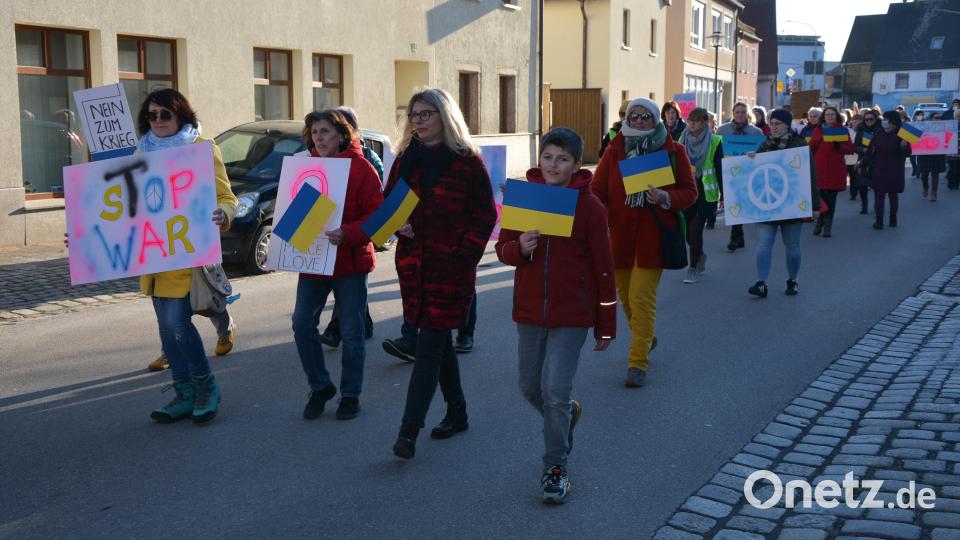 Viele der Teilnehmer hatten Plakate und Ukraine-Fahnen mitgebracht. Bild: jr