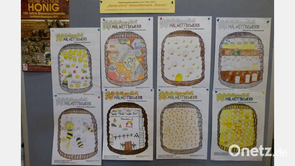 Einige Siegerbilder des Bienen-Malwettbewerbs. Bild: Edith Zimmermann/exb