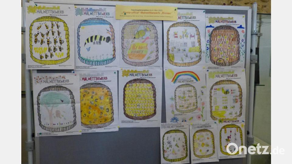Einige Siegerbilder des Bienen-Malwettbewerbs. Bild: Edith Zimmermann/exb
