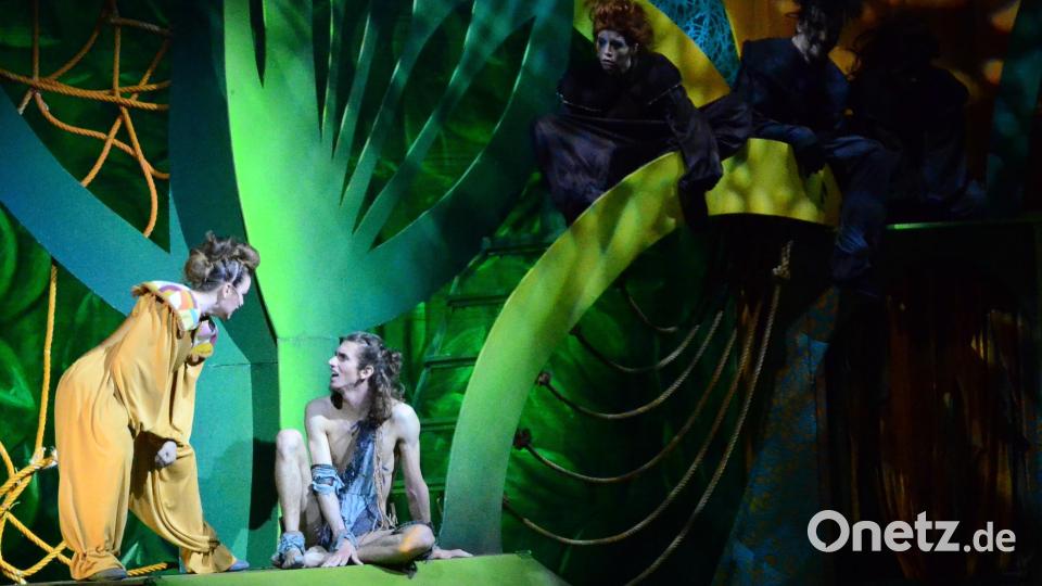 Tarzan und seine Affenfreundin Tee werden von skeptischen Affen beobachtet. Bild: Kunz