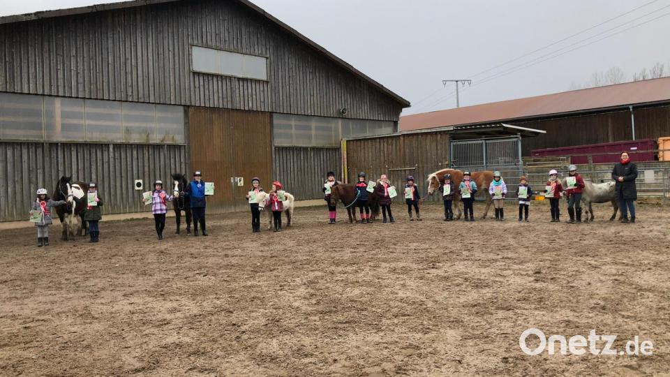 Rund 40 Reitschüler nehmen stolz ihre Urkunde entgegen: Mit den ersten Kursabschlüssen zeigen sich die Ergebnisse der intensiven Jugendarbeit am Reitverein Tirschenreuth im ATSV. Bild: opp