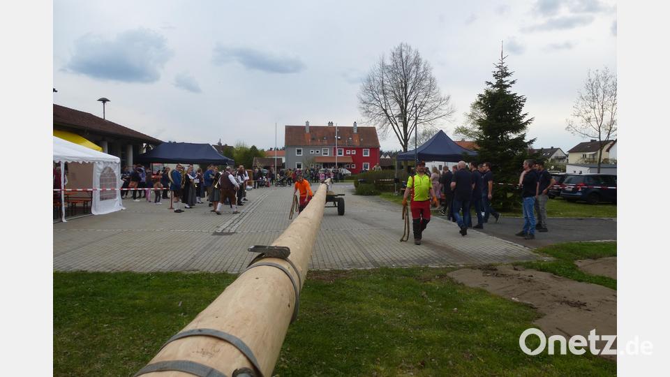 Das gut zwei Tonnen schwere Monster liegt in Weiherhammer nach der Abholung mit Marschmusik bereit. Bild: bk