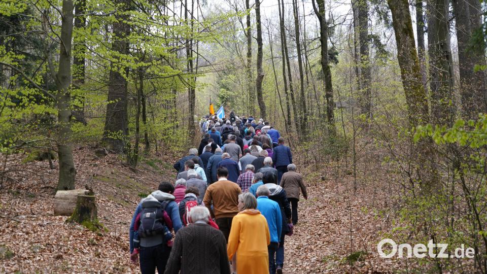 Betend ziehen die vielen Pilger von Waldthurn aus zum 801 Meter hohen Fahrenberg Bild: fvo