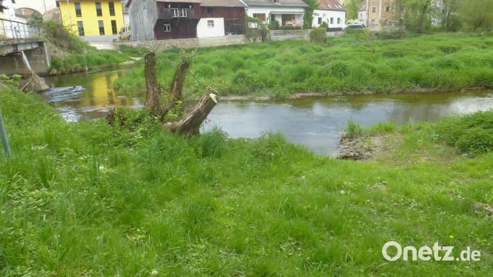 Die marode Brücke (links) wird abgerissen. Das ermöglicht zugleich einen ökologischen Ausbau der Schwarzach, an deren Ufer auch Freizeitmöglichkeiten geschaffen werden sollen. Bild: mad