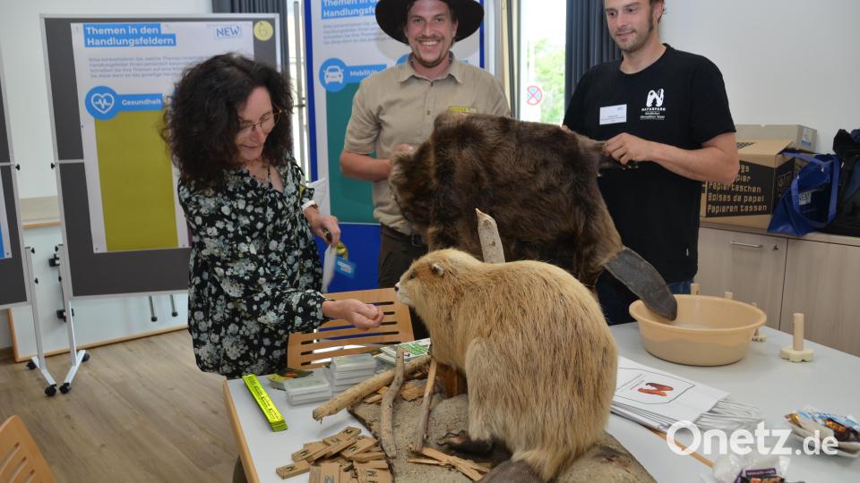 Auch die Zukunft der heimischen Tiere ist Thema beim "Markt der Ideen", wie ein präparierter Biber an einer Station zeigt. Bild: dob
