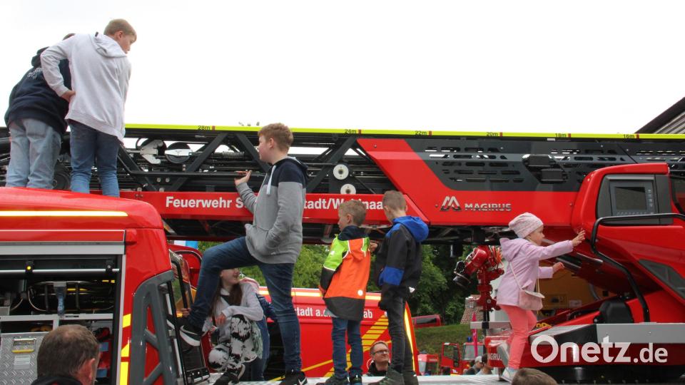Die Kinder durften nach Herzenslust auf den ausgestellten Feuerwehrfahrzeugen unter Aufsicht herumklettern. Bild: prh