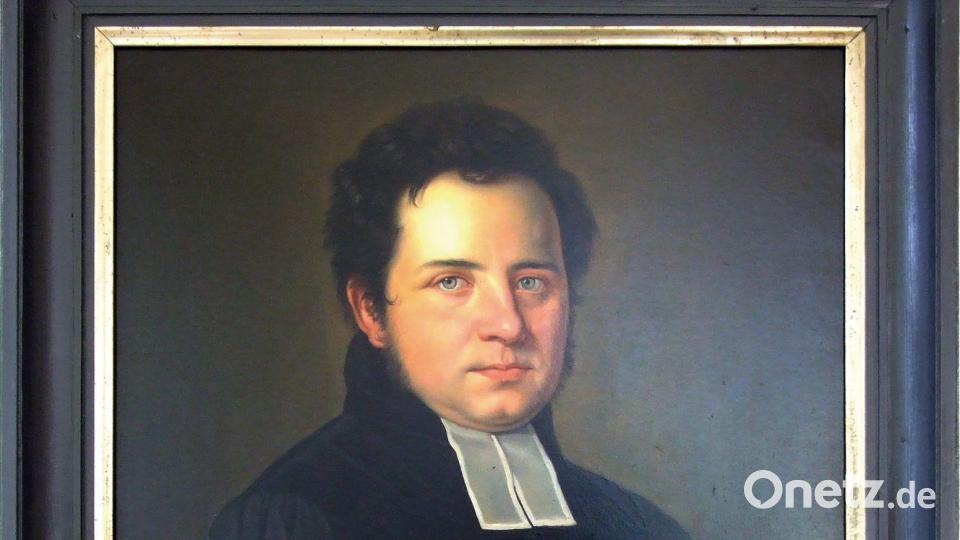 Dieses Gemälde im evangelischen Dekanat zeigt den Stadtprediger Georg Christoph Gack, der nach dem Stadtbrand 1822 bayernweit um Hilfe für Sulzbach warb. Bild: Dekanat/exb