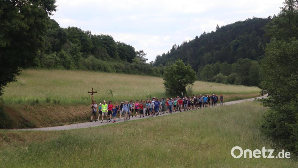 Die Riedener Pilger im Lauterachtal auf dem Weg zum Habsberg. Bild: mrr