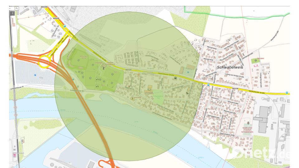 Dieses Gebiet war von den Evakuierungsmaßnahmen betroffen. Grafik: Polizeipräsidium Oberpfalz
