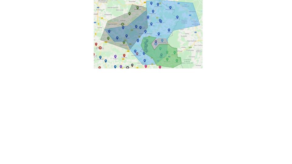 Hier sind klar die verschiedenen Geschäftsbereiche der Volksbank Raiffeisenbank Nordoberpfalz, der Raiffeisenbank Oberpfalz NordWest und der Raiffeisenbank Neustadt/Vohenstrauß, zu erkennen. Eine Fusion soll sie zusammenführen. Grafik: exb: Raiffeisenbank Neustadt/Vohenstrauß