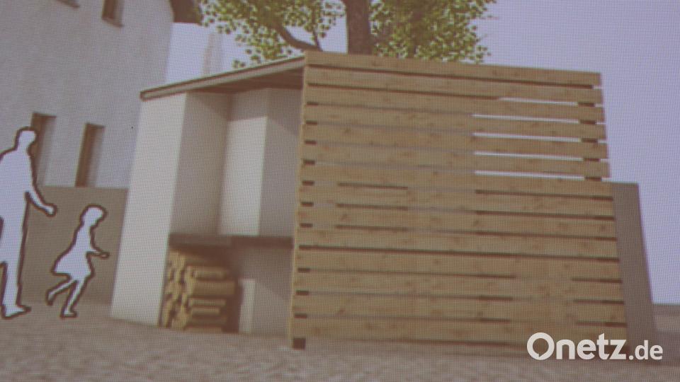 Bei der Marktratssitzung wurden Animationen präsentiert, wie der neue Backofen am ehemaligen Raiffeisen-Areal aussehen soll. Dieser wird zu 90 Prozent bezuschusst. Bild: kro