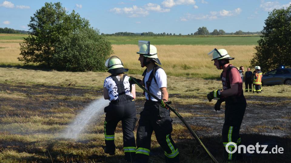 Am Sonntagabend brannte ein Gerstenfeld zwischen Altenstadt und Waldau. Mehrere Tagwerk des kostbaren Rohstoffs wurden ein Raub der Flammen. Bild: dob