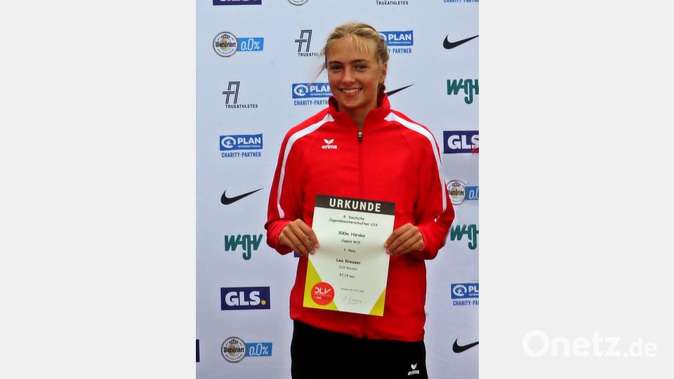 Lea Kreuzer freut sich über den siebten Platz bei der "Deutschen". Bild: R. Kreuzer