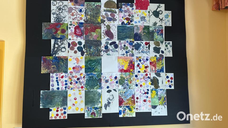 Aus den Bildern der Kinder wurde ein großes Gemeinschafts-Kunstwerk. Bild: Kerstin Pflaum/exb