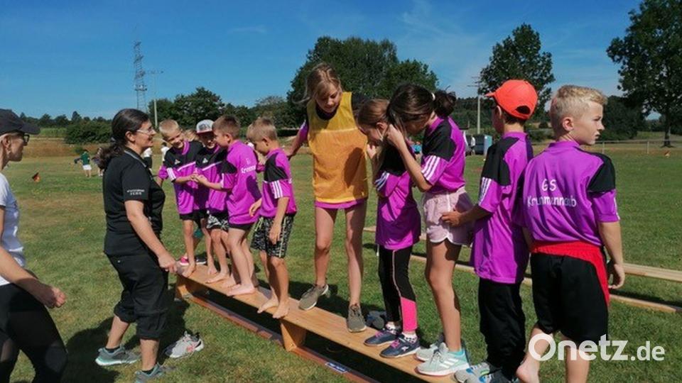 Die 3. Klasse der GS Krummennaab beim &quot;Beweg dich schlau&quot;-Bezirkswettkampf in Diesenbach. Bild: Grundschule Krummennaab/exb