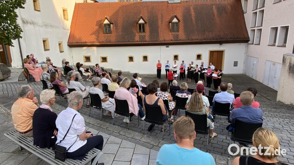 Ein Hörgenuss für die Gäste im Nabburger Spitalhof: Der Auftritt des Vokalensembles &quot;Cantico&quot;. Bild: aub