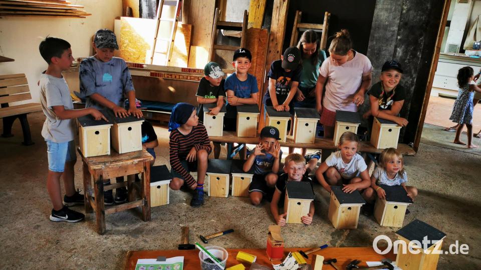 Die stolzen Handwerker mit ihren Nistkästen Bild: Sabine Kuran/exb