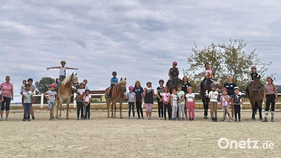 Über 30 Kinder aus den Gemeinden Speichersdorf, Kemnath, Kastl und Weidenberg nahmen beim Ferienprogramm des Reitclubs am Kulm teil. Bild: hai