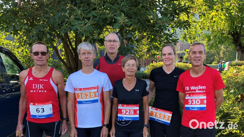 Ein Teil der regionalen Starter in der Fränkischen Schweiz: (von links) Jürgen Steiner, Peter Fischer, Albert Hölzl, Theresia Meier, Barbara Wittmann und Georg Koller. Bild: Koller/exb