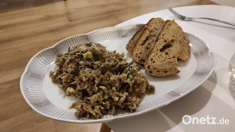 Noch am Wochenende ließ sich Jens Kamm das Pilzgericht schmecken. Bild: Jens Kamm/exb